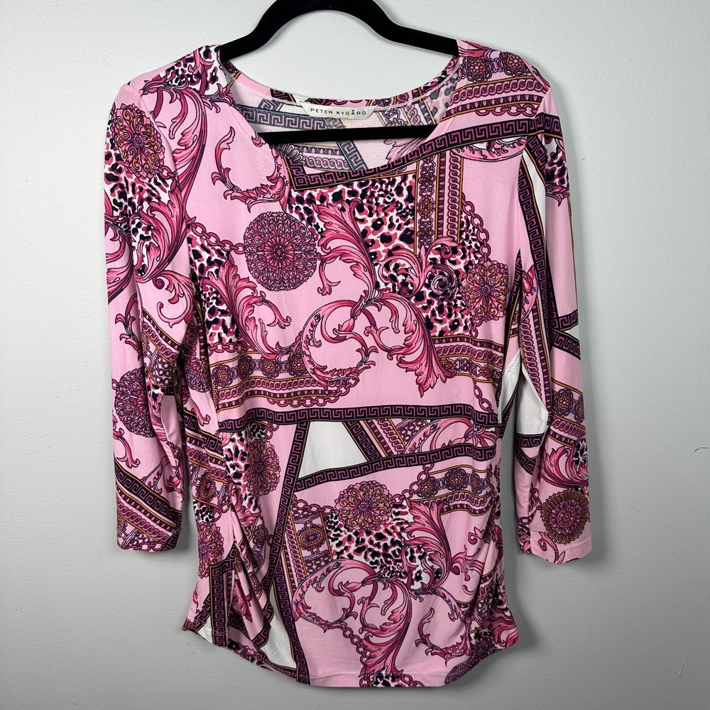 Peter NyGard Womens Medium Top Pink 3/4 Sleeve Chic Colorful Stretch Thin Y2K - Picture 3 of 12